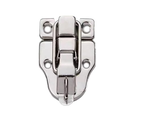 Verriegeln Knebelverschluss, Riegelschloss, Knebelverschluss, Metallschnalle im Retro-Stil for Werkzeugkästen, Schmuck, Entenschnabel-Haspe, Riegelverschluss mit Loch for Vorhängeschloss.(Silver) von NIRNHYRUR