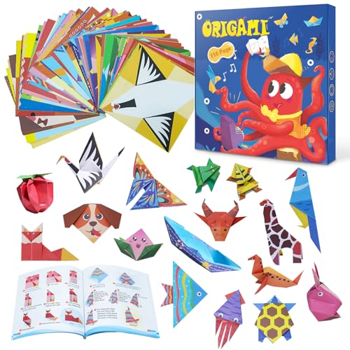 Origami-Set für Kinder im Alter von 8–12 Jahren, 116 Blatt Papier mit 54 Mustern und Anleitungsbuch, Kunst- und Bastelgeschenke für Geburtstage, Weihnachten, Reisen Origami-Set für Kinder im Alter von 8–12 Jahren, 116 Blatt Papier mit 54 Mustern und Anleitungsbuch, Kunst- und Bastelgeschenke für Geburtstage, Weihnachten, Reisen von NISCHA
