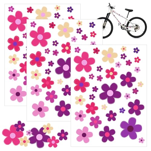 NISENTIA 105 Prilblumen Aufkleber, Blümchen Fahrrad Aufkleber Autoaufkleber Blumen Sticker Fahrradaufkleber Fahrradsticker Rahmen Kinder Mädchen Blumenaufkleber für Laptop Auto Motorrad (3 Stück) von NISENTIA