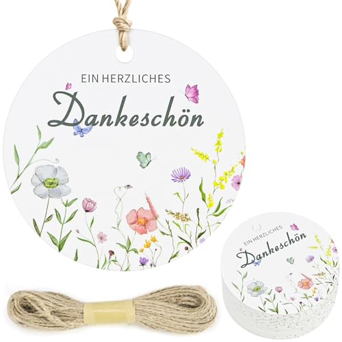 NISENTIA 50 Stück Danke Anhänger Herz Eukalyptus, 5cm Geschenkanhänger Personalisiert Danke Konfirmation Dankeschön Anhänger Kommunion Hochzeit Etiketten Tags Geschenk Geburtstag Babyparty von NISENTIA