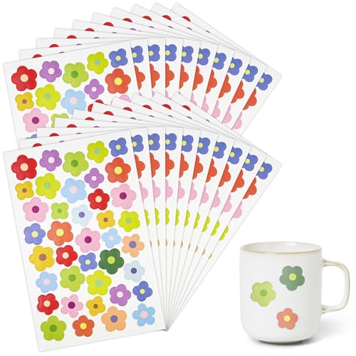NISENTIA 780 Stück Sticker Blumen, 20 Blatt Bunte Aufkleber Blumen Mini Kleine Prilblumen Sticker Wasserfest Blumensticker Blumenaufkleber für Sammelalben Notizblöcke Fahrräder Wasserbecher Laptops von NISENTIA