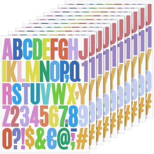 NISENTIA Buchstaben Aufkleber, 10 Blätter Bunte Klebebuchstaben, Selbstklebende Buchstaben Vinyl Sticker, Buchstaben zum Aufkleben Wetterfest für Postfach,Schilder,Adressnummer,DIY von NISENTIA