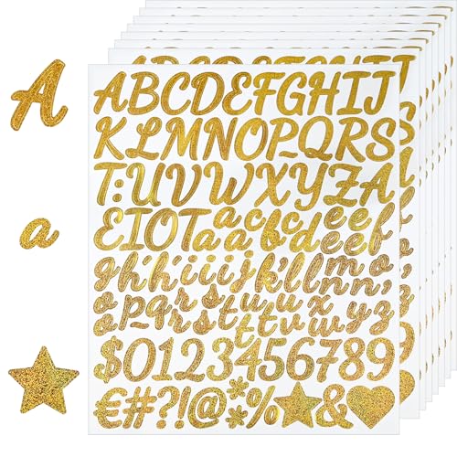 NISENTIA Buchstaben Zahlen Aufkleber 840 Stück/8 Blatt Klebebuchstaben Goldene Glänzende Selbstklebende Buchstaben Vinyl Sticker Buchstaben zum Aufkleben Groß Wetterfest,für Postfach,Schilder,DIY NISENTIA Buchstaben Zahlen Aufkleber 840 Stück/8 Blatt Klebebuchstaben Goldene Glänzende Selbstklebende Buchstaben Vinyl Sticker Buchstaben zum Aufkleben Groß Wetterfest,für Postfach,Schilder,DIY von NISENTIA