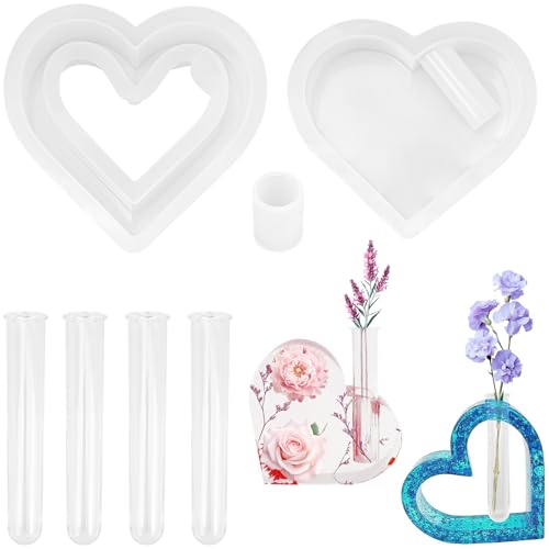 NISENTIA Silikonformen Gießformen Herz Silikon, 2 Stück Silikonform Reagenzglas Vase Herz, Vase Silikonform Gießform Herz, Silikon Epoxidharz HerzFormen zum Gießen für DIY Gips Handwerk NISENTIA Silikonformen Gießformen Herz Silikon, 2 Stück Silikonform Reagenzglas Vase Herz, Vase Silikonform Gießform Herz, Silikon Epoxidharz HerzFormen zum Gießen für DIY Gips Handwerk von NISENTIA