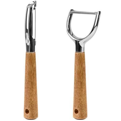 NISENTIA Sparschäler Set, 2er Schäler aus Edelstahl, Peeler mit Scharfer Klinge und Holzgriff, Kartoffelschäler, Gemüseschäler, Schäler Küche für Tomaten, Karotten, Obst und Gemüse NISENTIA Sparschäler Set, 2er Schäler aus Edelstahl, Peeler mit Scharfer Klinge und Holzgriff, Kartoffelschäler, Gemüseschäler, Schäler Küche für Tomaten, Karotten, Obst und Gemüse von NISENTIA