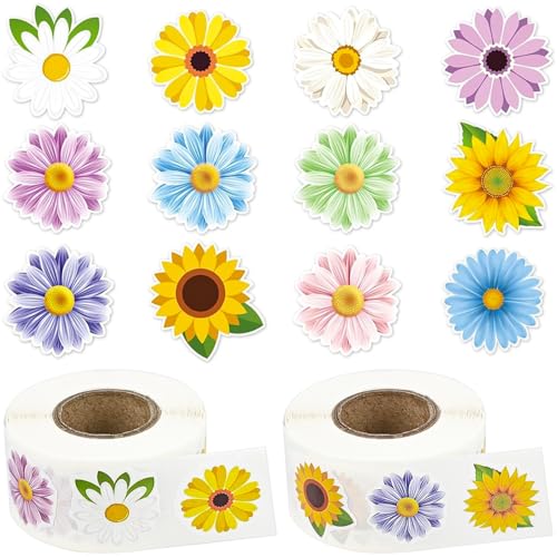 NISENTIA Sticker Blumen, 1000 Stück/2 Rolle Aufkleber Blumen Sticker Prilblumen Aufkleber Blumensticker zum Aufkleben Blumensticker Frühlings Sommer Blumenaufklebers für DIY Handwerk Scrapbooking NISENTIA Sticker Blumen, 1000 Stück/2 Rolle Aufkleber Blumen Sticker Prilblumen Aufkleber Blumensticker zum Aufkleben Blumensticker Frühlings Sommer Blumenaufklebers für DIY Handwerk Scrapbooking von NISENTIA