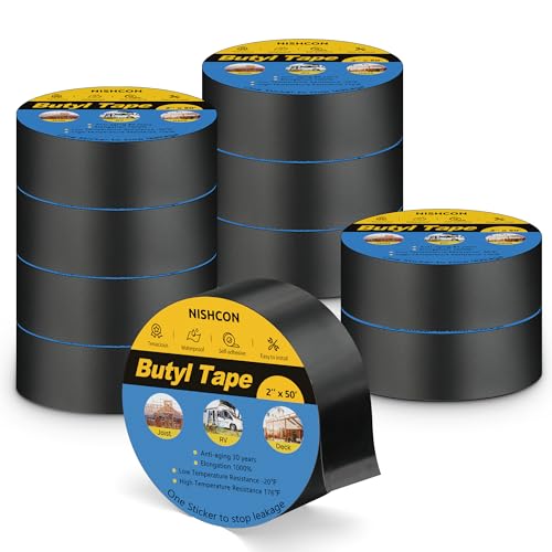 NISHCON Butyl-Klebeband, 5,1 cm x 15,7 m, Deckbalkenband für Decks, wasserdicht, korrosionsbeständig, verlängert die Lebensdauer des Decks, 10 Rollen NISHCON Butyl-Klebeband, 5,1 cm x 15,7 m, Deckbalkenband für Decks, wasserdicht, korrosionsbeständig, verlängert die Lebensdauer des Decks, 10 Rollen von NISHCON