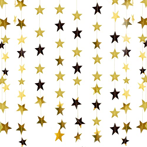 NITAIUN 65 Fuß Stern Papier Girlande Deko, Papiergirlande mit goldenem Reflective, Hängend Sterngirlande, Dekorationen für Geburtstag Festival Kindergeburtstag Hochzeit Weihnachten Party, 20M (Gold) von NITAIUN