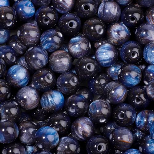 NITOPUPU 100 Stück 8 mm blau-schwarze Harz-Edelsteinperlen zur Schmuckherstellung und DIY-Schmuckhandwerk von NITOPUPU