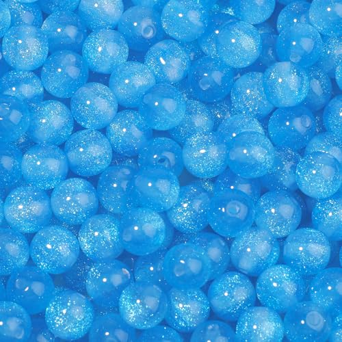 NITOPUPU 100 Stück 8 mm blaue Harz-Perlen zum Basteln für DIY-Projekte, Basteln, Dekoration, Halsketten, Armbänder, Ohrringe von NITOPUPU