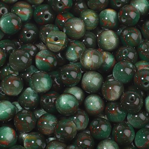 NITOPUPU 100 Stück 8 mm grüne Harz-Tigeraugen-Edelsteinperlen für Schmuckherstellung und DIY-Schmuckhandwerk von NITOPUPU
