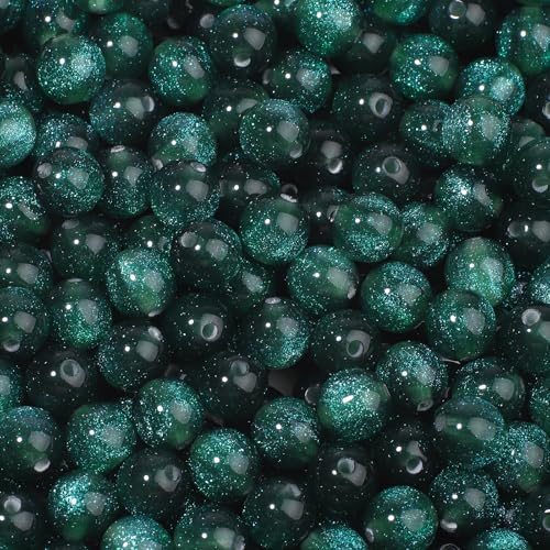 NITOPUPU 100 Stück 8 mm grüne Harzperlen zum Basteln für DIY-Projekte, Basteln, Dekoration, Halsketten, Armbänder, Ohrringe von NITOPUPU