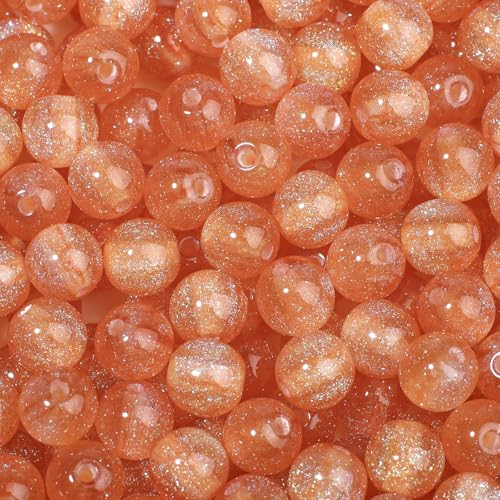 NITOPUPU 100 Stück 8 mm orangefarbene Harzperlen zum Basteln für DIY-Projekte, Basteln, Dekoration, Halsketten, Armbänder, Ohrringe von NITOPUPU
