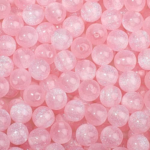 NITOPUPU 100 Stück 8 mm rosa Harz-Perlen zum Basteln für DIY-Projekte, Basteln, Dekoration, Halsketten, Armbänder, Ohrringe von NITOPUPU