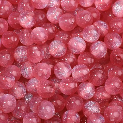 NITOPUPU 100 Stück 8 mm rote Bohnenpaste, Kunstharz, feine Flash-Perlen zum Basteln für DIY-Projekte, Basteln, Dekoration, Halsketten, Armbänder, Ohrringe von NITOPUPU