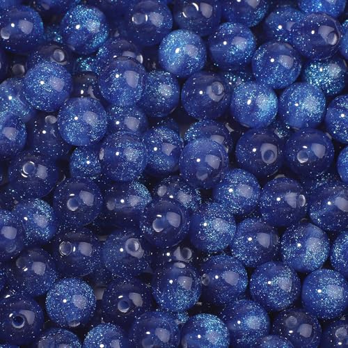 NITOPUPU 100 Stück 8 mm tiefblaue Harzperlen zum Basteln für DIY-Projekte, Basteln, Dekoration, Halsketten, Armbänder, Ohrringe von NITOPUPU