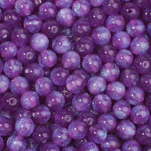 NITOPUPU 100 Stück 8 mm violette Harz-Perlen zum Basteln für DIY-Projekte, Basteln, Dekoration, Halsketten, Armbänder, Ohrringe von NITOPUPU
