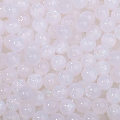 NITOPUPU 100 Stück 8 mm weiße Harzperlen zum Basteln für DIY-Projekte, Basteln, Dekoration, Halsketten, Armbänder, Ohrringe von NITOPUPU
