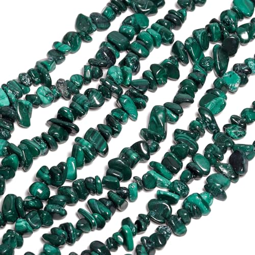 NITOPUPU 76,2 cm große Malachit-Perlen aus Natursplitter, 5–8 mm, ca. 230 Stück, unregelmäßig gebohrte, dunkelgrüne Perlen für Armbänder, Schmuckherstellung, Zubehör für Erwachsene, Bastelarbeiten. von NITOPUPU