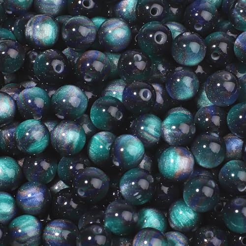 NITOPUPU Tigeraugen-Edelsteinperlen aus Kunstharz, 8 mm, Tintenblau, für Schmuckherstellung, Basteln und DIY-Schmuckhandwerk, 100 Stück NITOPUPU Tigeraugen-Edelsteinperlen aus Kunstharz, 8 mm, Tintenblau, für Schmuckherstellung, Basteln und DIY-Schmuckhandwerk, 100 Stück von NITOPUPU