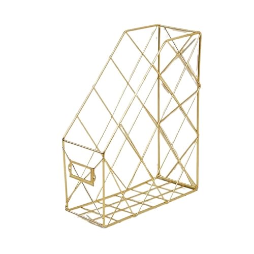 Brieftasche, um die Papiere aufzunehmen, Fach Metall Zeitschriftensammler Dokumentenablage Schreibtisch Zeitschriftensammler Büro-Organizer Platzsparende Aufbewahrung(1 Layer golden) von NIUSABOU
