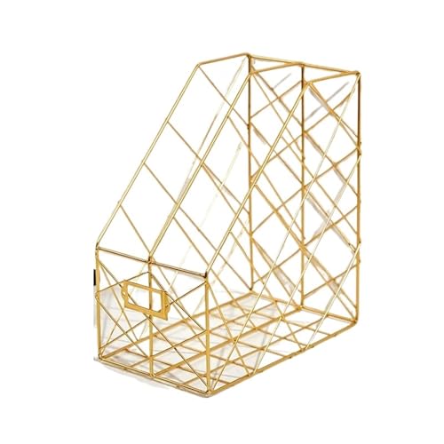 Brieftasche, um die Papiere aufzunehmen, Fach Metall Zeitschriftensammler Dokumentenablage Schreibtisch Zeitschriftensammler Büro-Organizer Platzsparende Aufbewahrung(2 Layer golden) von NIUSABOU