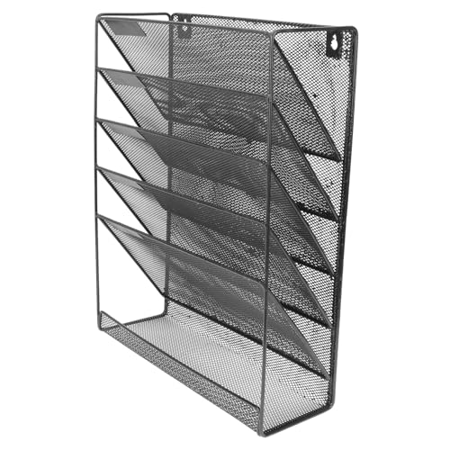 Brieftasche, um die Papiere aufzunehmen, Wandbehang Halter Rack Mail Ordner Magazin Büro Papier Dokument Brief Sorter Mesh Mount Vertikal(Black) von NIUSABOU