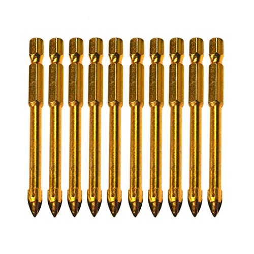 Diamanten, 10 Stück Glas- und Fliesenbohrer-Set, Bohrwerkzeug, 6 mm/8 mm, Wolframkarbid, Sechskantschaft von NIUSABOU
