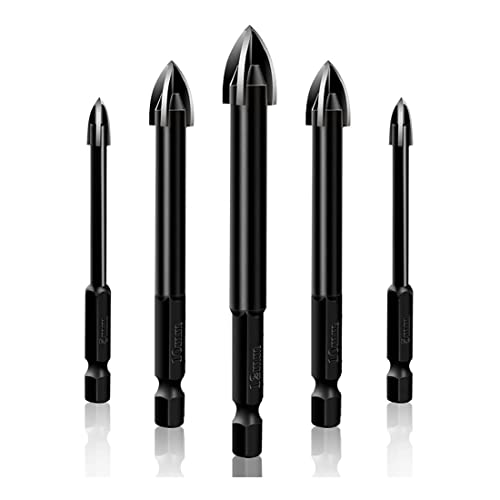Diamanten, 5 stücke Hartmetall HexShank Dreieck Glas Fliesen Keramik Beton Bohrer Schwarz Mehrere Größen(5PCS 6MM) von NIUSABOU