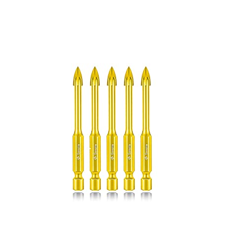 Diamanten, Mauerwerk Bohrer Set 3-12mm Hex Kreuz for Beton Ziegel Fliesen Glas Holz Kunststoff(5PCS 5MM) von NIUSABOU