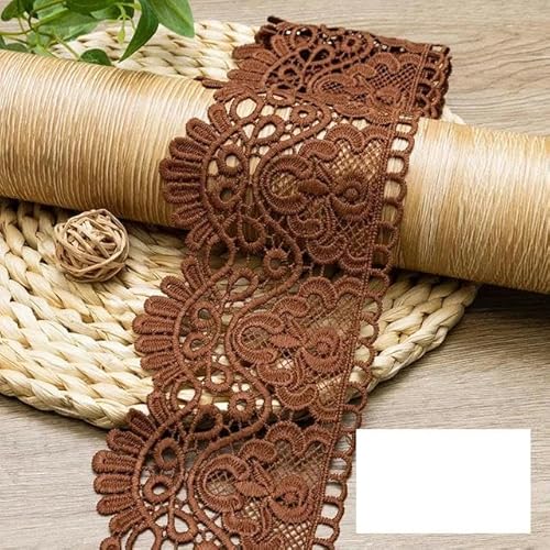 Lisiengürtel, 10 cm ausgehöhlte, floral bestickte Milchseide, wasserlösliche elastische Spitze, DIY-Näh- und Bastelstoffband, Rosa, Rot, Dunkelkaffee, 1 Meter Länge(DarkCoffee) von NIUSABOU