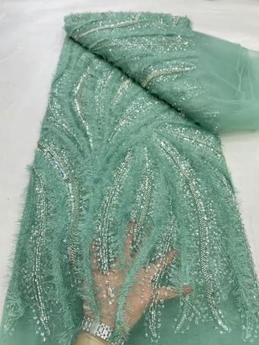Lisiengürtel, 2024 afrikanische Perlen Pailletten Stickerei Braut Mesh Spitze Stoff for Nähen Multicolor 5 yard(10) von NIUSABOU