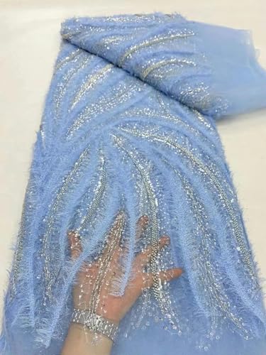 Lisiengürtel, 2024 afrikanische Perlen Pailletten Stickerei Braut Mesh Spitze Stoff for Nähen Multicolor 5 yard(3) von NIUSABOU