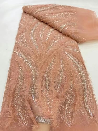 Lisiengürtel, 2024 afrikanische Perlen Pailletten Stickerei Braut Mesh Spitze Stoff for Nähen Multicolor 5 yard(5) von NIUSABOU