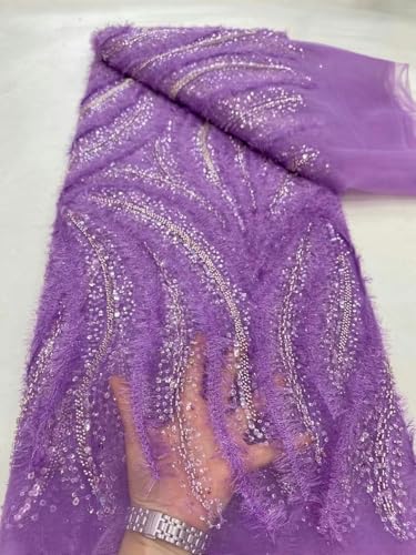 Lisiengürtel, 2024 afrikanische Perlen Pailletten Stickerei Braut Mesh Spitze Stoff for Nähen Multicolor 5 yard(6) von NIUSABOU