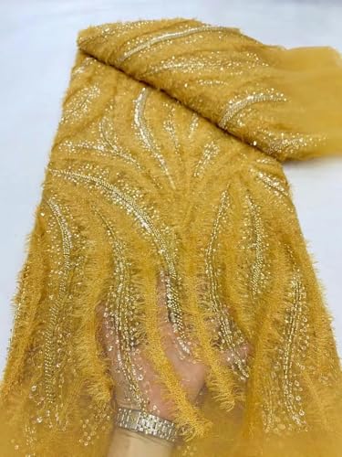 Lisiengürtel, 2024 afrikanische Perlen Pailletten Stickerei Braut Mesh Spitze Stoff for Nähen Multicolor 5 yard(7) von NIUSABOU