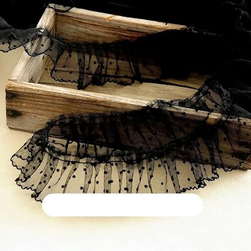 Lisiengürtel, 6CM Breite Polka Dot Bestickt Mesh Spitze Band Applique Trim Multicolor(Black) von NIUSABOU