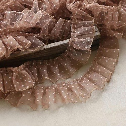 Lisiengürtel, 6CM Breite Polka Dot Bestickt Mesh Spitze Band Applique Trim Multicolor(Brown) von NIUSABOU