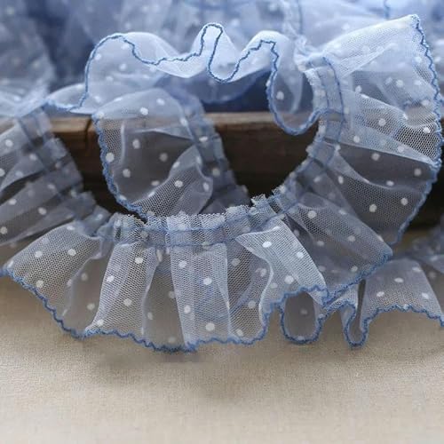 Lisiengürtel, 6CM Breite Polka Dot Bestickt Mesh Spitze Band Applique Trim Multicolor(Light Blue) von NIUSABOU
