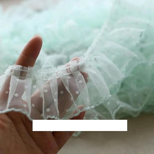Lisiengürtel, 6CM Breite Polka Dot Bestickt Mesh Spitze Band Applique Trim Multicolor(Light Green) von NIUSABOU