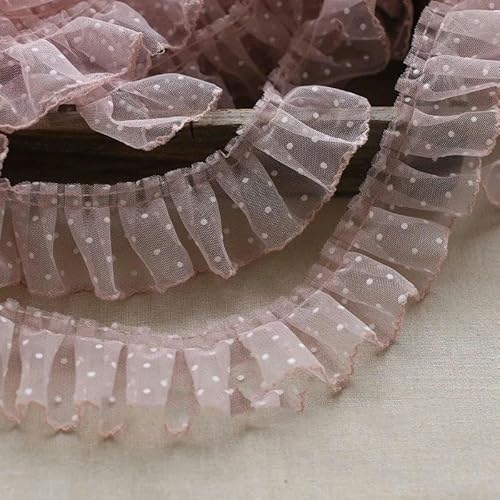 Lisiengürtel, 6CM Breite Polka Dot Bestickt Mesh Spitze Band Applique Trim Multicolor(Pinkish Gray) von NIUSABOU
