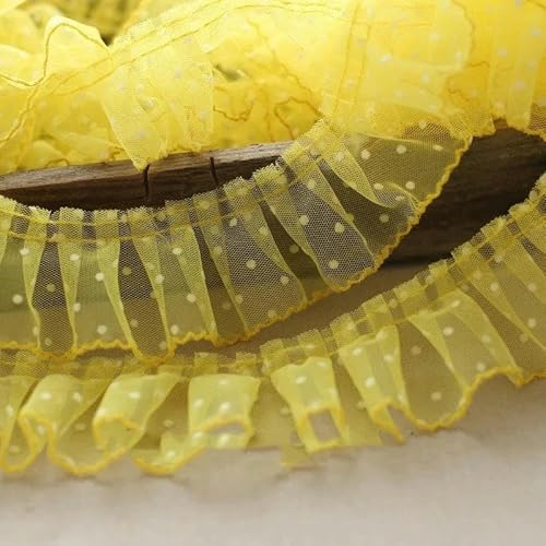 Lisiengürtel, 6CM Breite Polka Dot Bestickt Mesh Spitze Band Applique Trim Multicolor(Yellow) von NIUSABOU