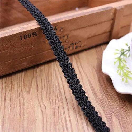 Lisiengürtel, Gebogene Baumwoll-Spitzenborte, 100% Baumwolle, geflochten, 12 mm, 37,8 m, mehrfarbig, Näh- und Bastelbedarf(Black) von NIUSABOU