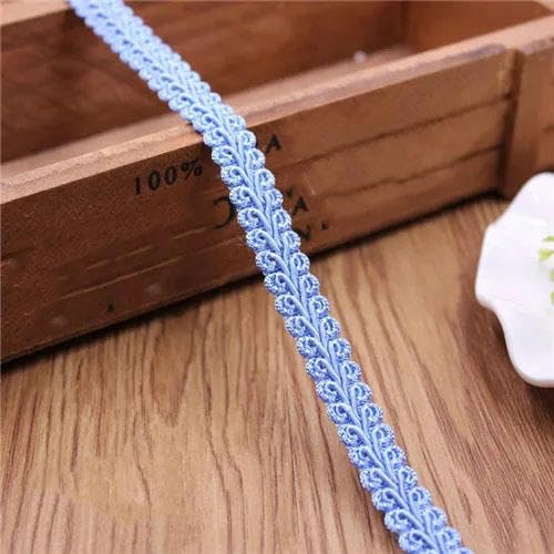 Lisiengürtel, Gebogene Baumwoll-Spitzenborte, 100% Baumwolle, geflochten, 12 mm, 37,8 m, mehrfarbig, Näh- und Bastelbedarf(Light blue) von NIUSABOU