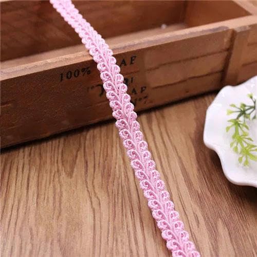 Lisiengürtel, Gebogene Baumwoll-Spitzenborte, 100% Baumwolle, geflochten, 12 mm, 37,8 m, mehrfarbig, Näh- und Bastelbedarf(Pink) von NIUSABOU