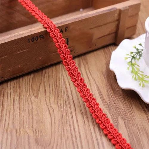 Lisiengürtel, Gebogene Baumwoll-Spitzenborte, 100% Baumwolle, geflochten, 12 mm, 37,8 m, mehrfarbig, Näh- und Bastelbedarf(Red) von NIUSABOU