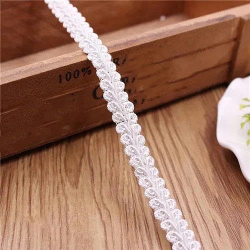 Lisiengürtel, Gebogene Baumwoll-Spitzenborte, 100% Baumwolle, geflochten, 12 mm, 37,8 m, mehrfarbig, Näh- und Bastelbedarf(White) von NIUSABOU