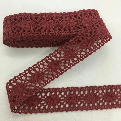 Lisiengürtel, Gehäkelte Spitzenborte aus Baumwolle, mehrfarbig, 1–4,5 cm x 2 Yards, for Selbernähen und Dekorieren(C027-8 Wine Red 2cm) von NIUSABOU