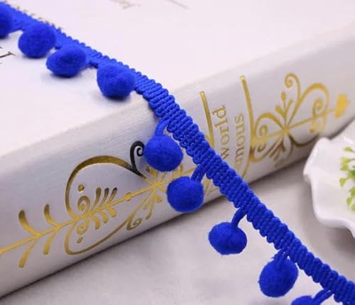 Lisiengürtel, Spitzenbesatz, Kugelband, Mini-Perlen-Pompom, Fransenband, Polyester-Baumwolle, 20 mm, mehrfarbig, 2 Yard(Blue) von NIUSABOU