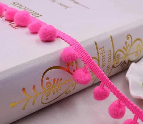 Lisiengürtel, Spitzenbesatz, Kugelband, Mini-Perlen-Pompom, Fransenband, Polyester-Baumwolle, 20 mm, mehrfarbig, 2 Yard(Bright rose) von NIUSABOU
